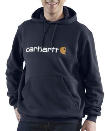 Carhartt felpa cappuccio signature logo midweight sweatshirt dusk blue heater