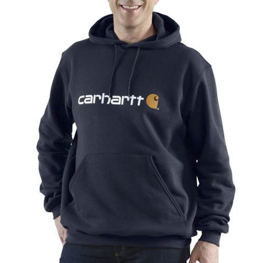 Carhartt felpa cappuccio signature logo midweight sweatshirt dusk blue